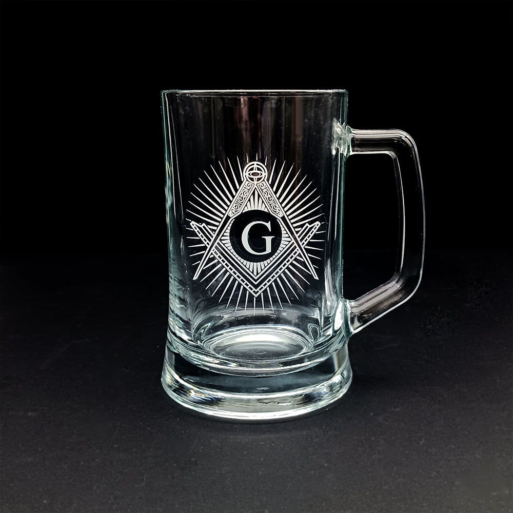 Masonic Logo with Starburst Engraved on Everyday Tankard | Giftware Engraved