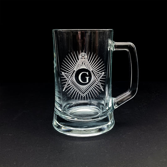 Masonic Logo with Starburst Engraved on Everyday Tankard | Giftware Engraved