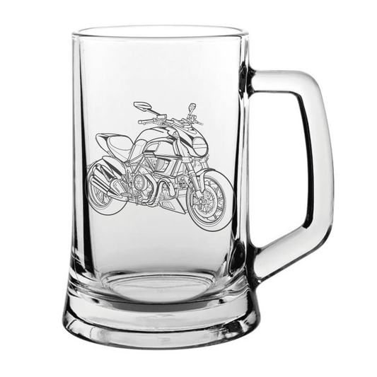 DUC Diavel Motorcycle Glass Tankard | Giftware Engraved