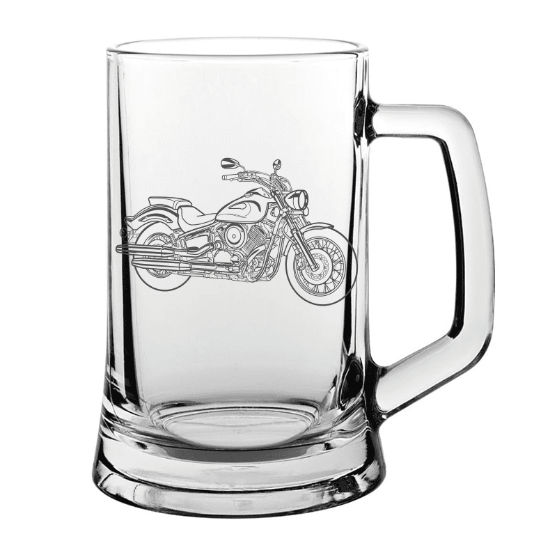 YAM V-Star 1100 Dragstar Motorcycle Glass Tankard | Giftware Engraved