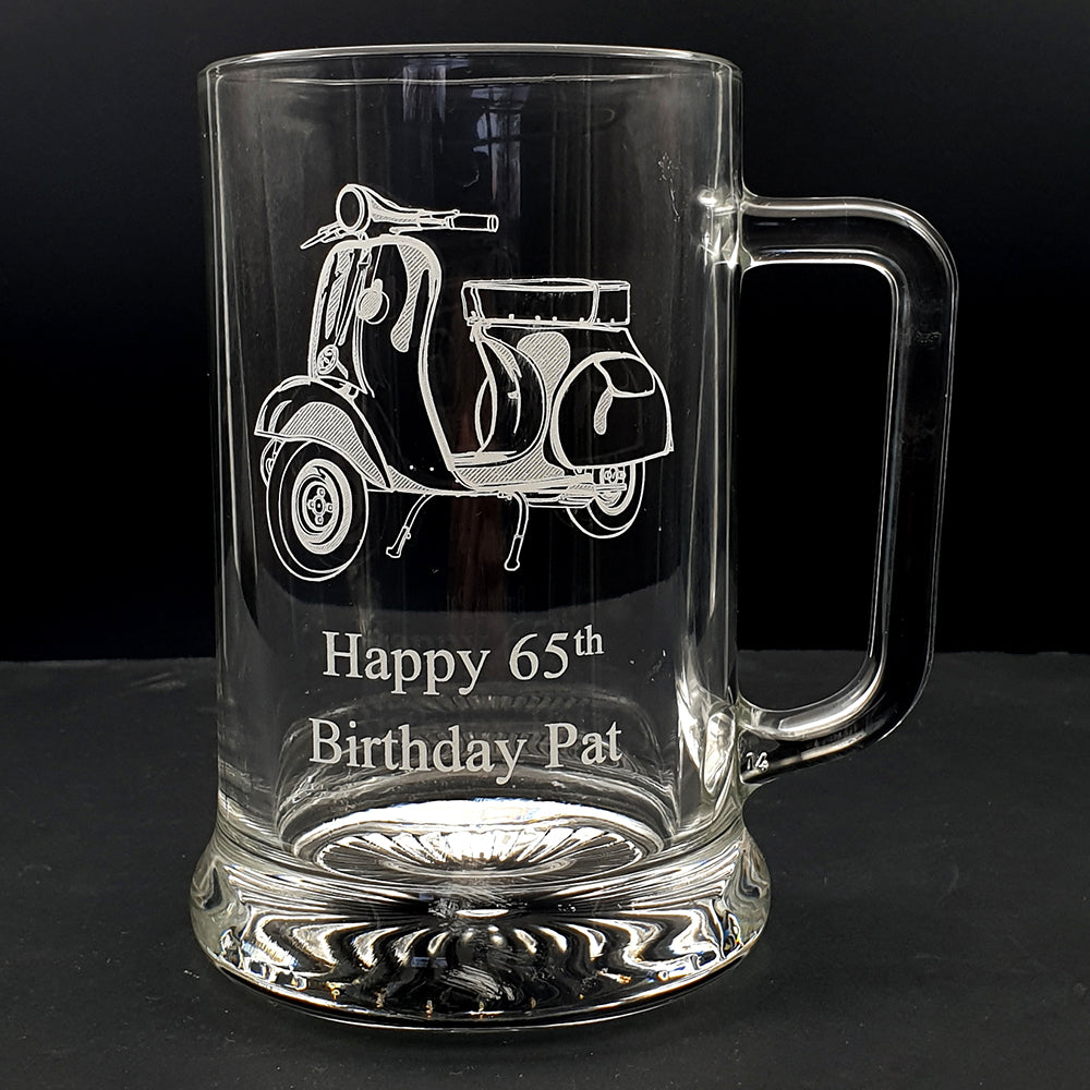 Italian Scooter artwork on 65th Birthday Tankard | Giftware Engraved