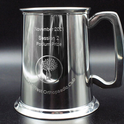 Personalised Pewter Glass Bottom Tankard | Giftware Engraved