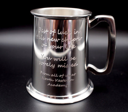 Personalised Pewter Glass Bottom Tankard | Giftware Engraved