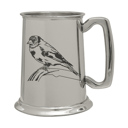 Illustration of Gold Fitch Bird Engraved on Pewter Tankard | Giftware Engraved