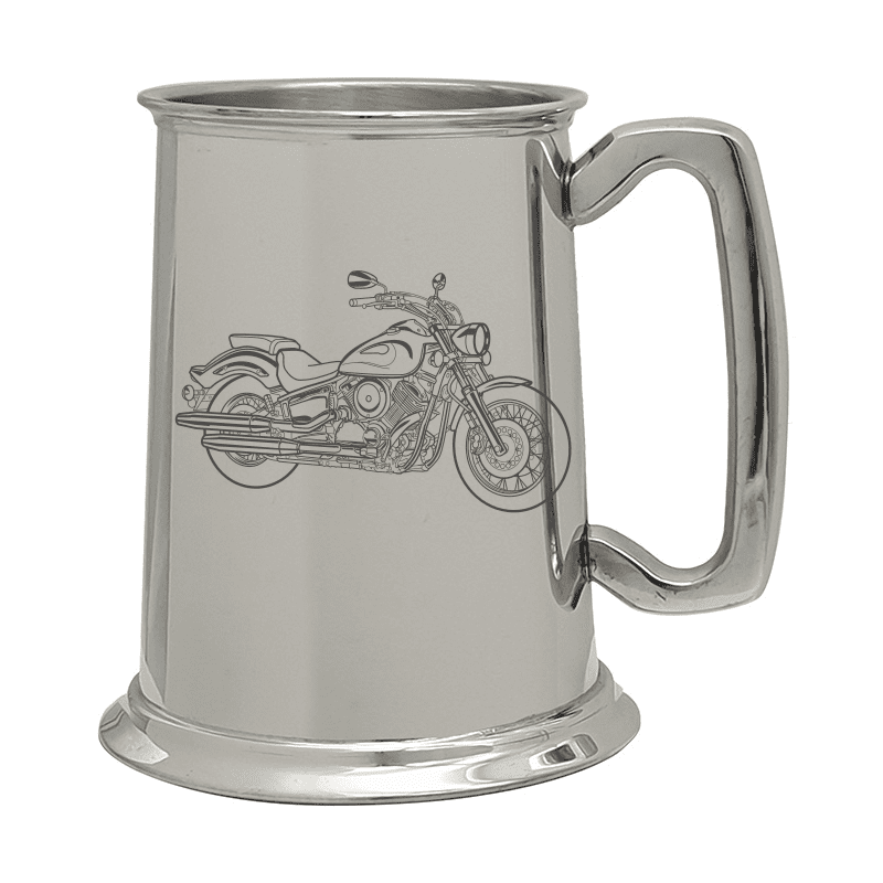 YAM V-Star 1100 Dragstar Motorcycle Pewter Tankard | Giftware Engraved