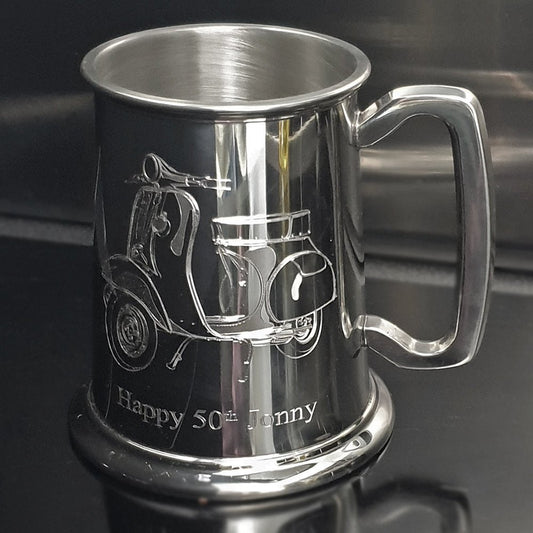 Vespa Scooter Pewter Tankard | Giftware Engraved