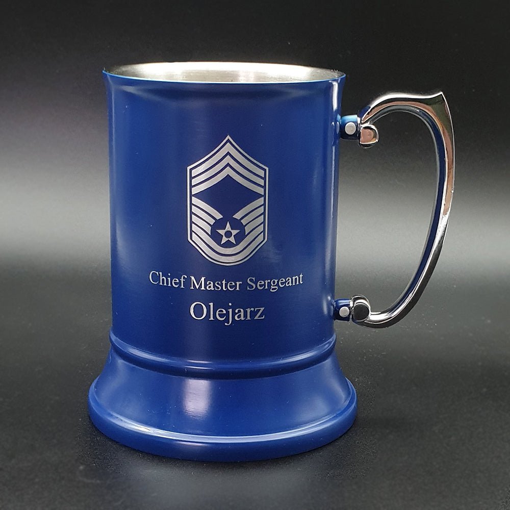 Personalised Blue Steel Georgian Handle Tankard | Giftware Engraved