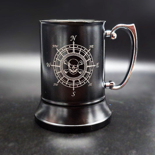 Skull Compass Steel Tankard | Giftware Engraved