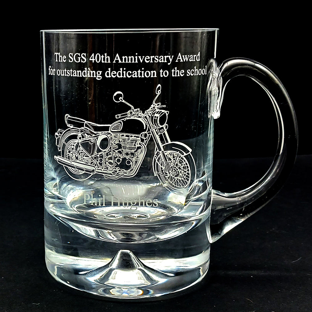 Enfield Classic 500 Motorcycle Engraved on Personalised Trophy Tankard | Giftware Engraved