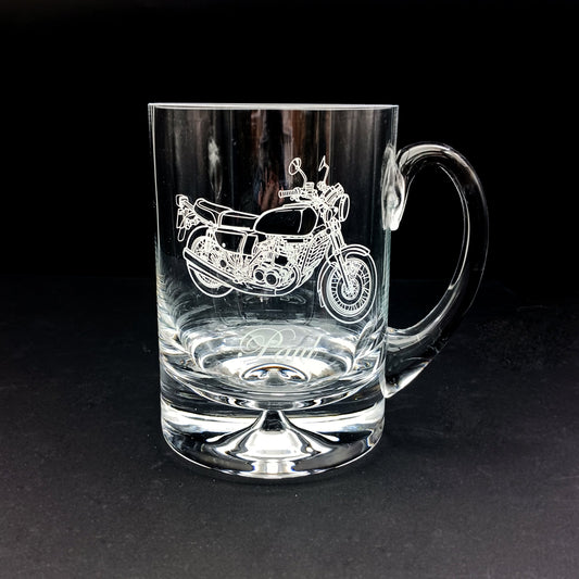 SUZ GT750 Motorcycle Glass Tankard | Giftware Engraved