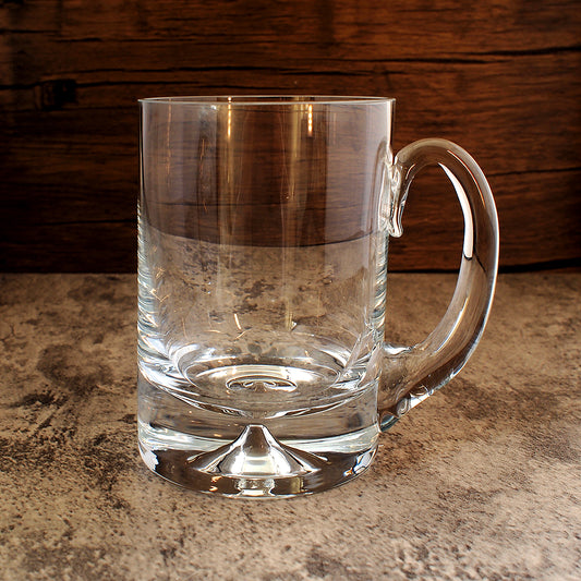 Hand Made Dimple Base Glass Tankard | Giftware Engraved