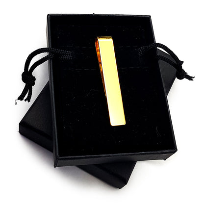 Gold tie slide clip in black gift box