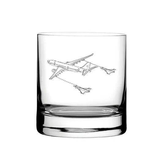 A330 Tanker with Eurofighters glass tumbler – digital engraving mockup / engraving preview