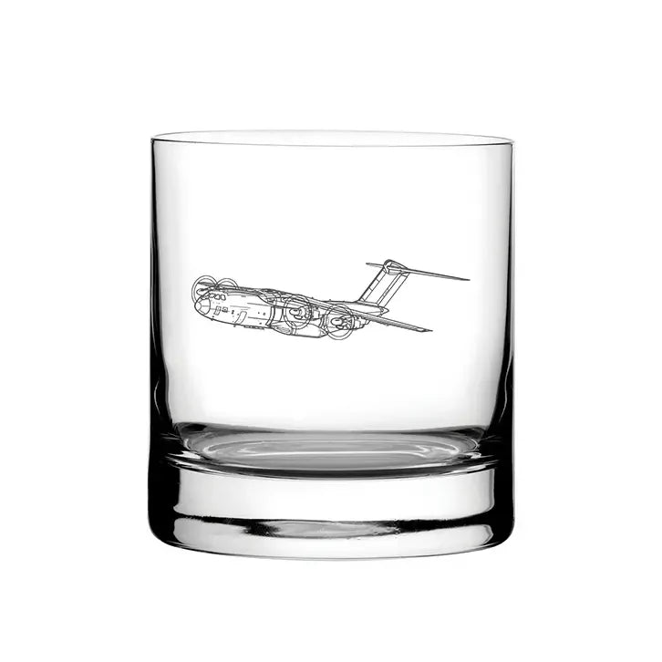 Airbus A400M Atlas Aircraft glass tumbler – digital engraving mockup / engraving preview