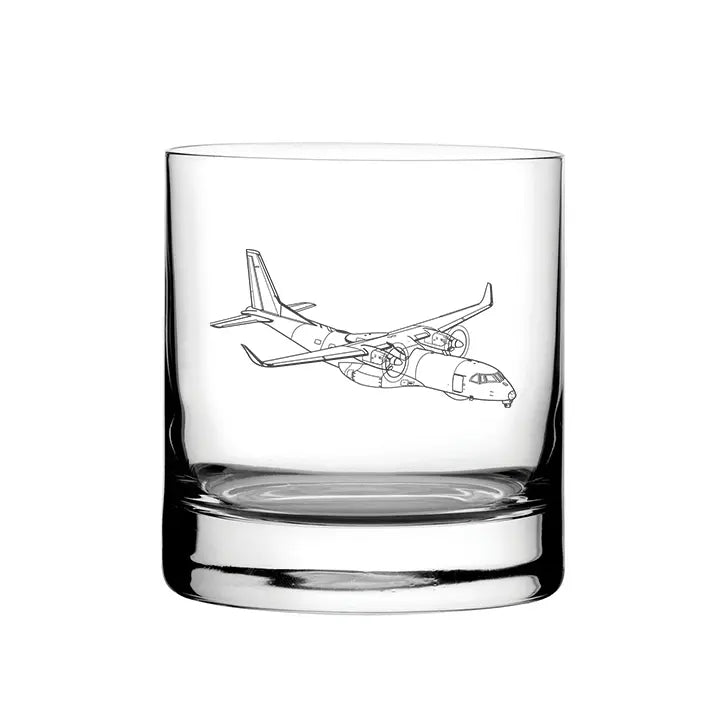 Airbus C295 aircraft glass tumbler – digital engraving mockup / engraving preview