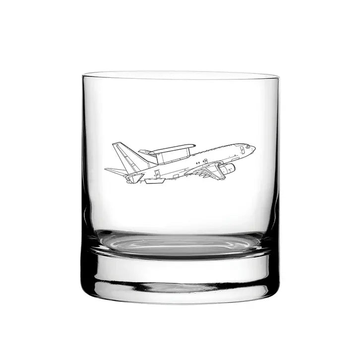 Boeing E7 Wedgetail Aircraft glass tumbler – digital engraving mockup / engraving preview