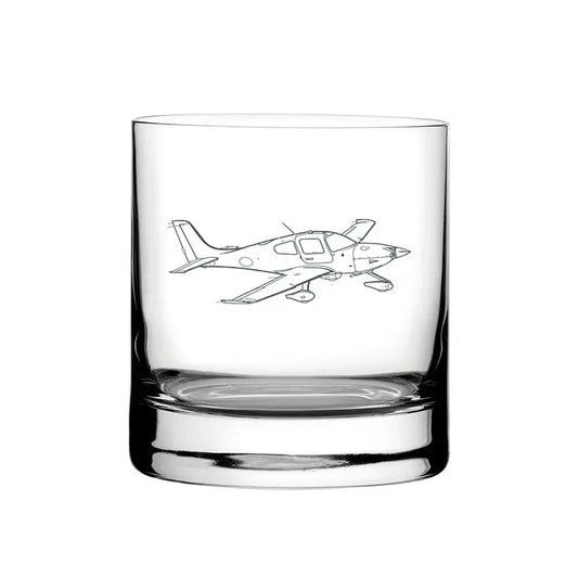 Cirrus SR20 Aircraft glass tumbler – digital engraving mockup / engraving preview