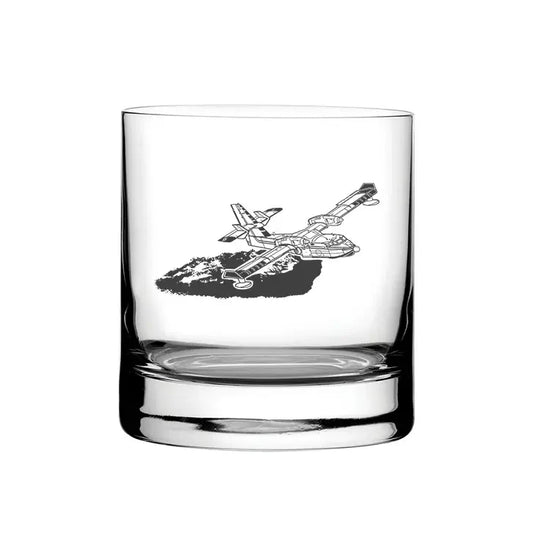 CL415 Aerial Fire Fighter Aircraft glass tumbler – digital engraving mockup / engraving preview
