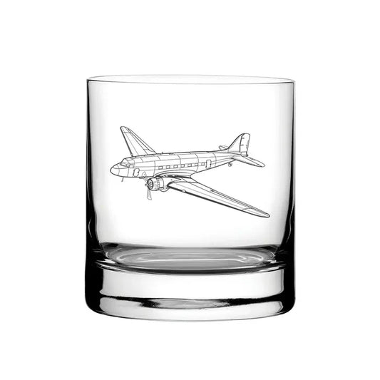 Douglas DC3 Aircraft glass tumbler – digital engraving mockup / engraving preview