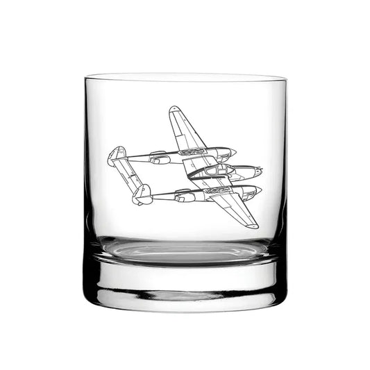 Lockheed P38 Lightning Aircraft glass tumbler – digital engraving mockup / engraving preview