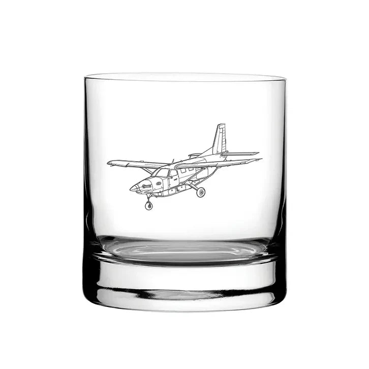 Quest Daher Kodiak Aircraft glass tumbler – digital engraving mockup / engraving preview