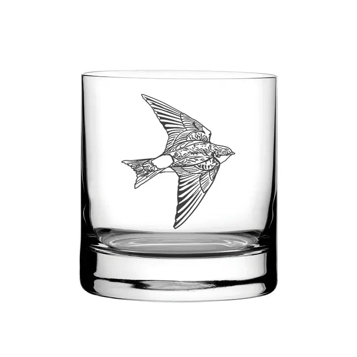House Martin Bird glass tumbler – digital engraving mockup / engraving preview