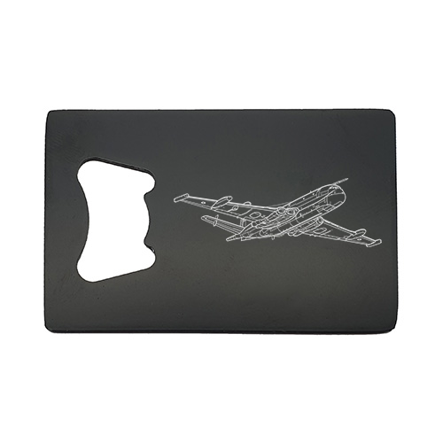 Mockup of our Hawker Siddeley Nimrod aircraft artwork engraved on Bottle Opener