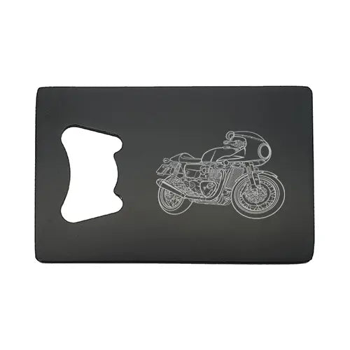tri thruxton motorcycle Bottle opener – digital engraving mockup / engraving preview