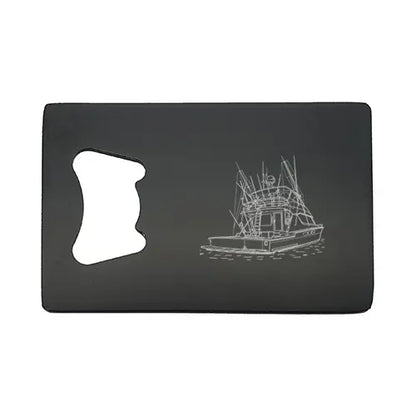 fishing yacht  Bottle opener – digital engraving mockup / engraving preview
