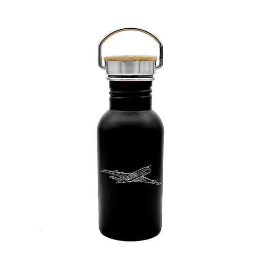 Mockup of our Hawker Siddeley Nimrod aircraft artwork on bamboo lid steel bottle
