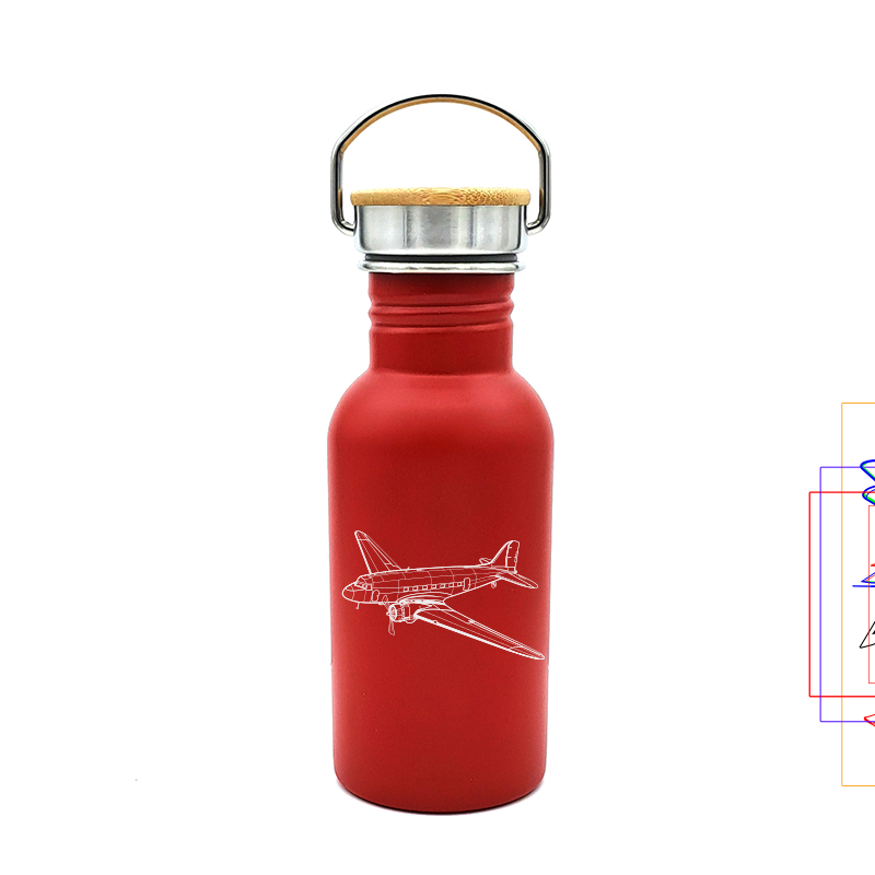douglas dc3 aircraft bottle digital engraving mockup / engraving preview