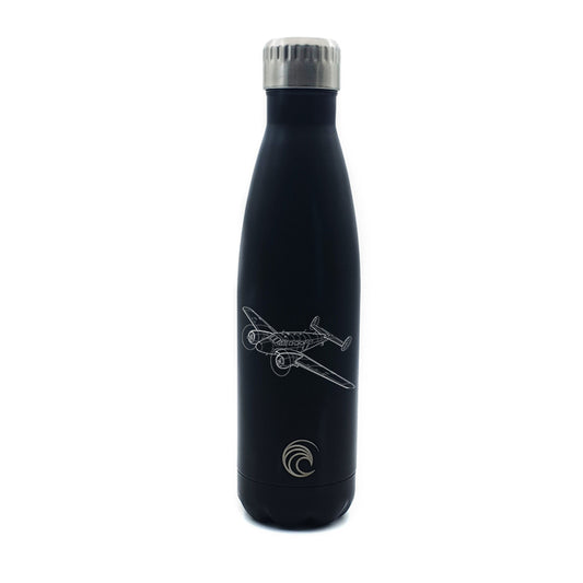 vintage beecraft 18 aircraft travel bottle digital engraving mockup / engraving preview