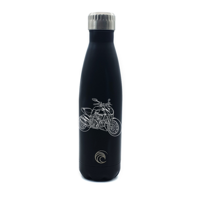 duc diavel motorcycle bottle digital engraving mockup / engraving preview