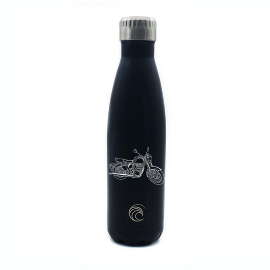 royal enfield classic 500 motorcycle  bottle digital engraving mockup / engraving preview