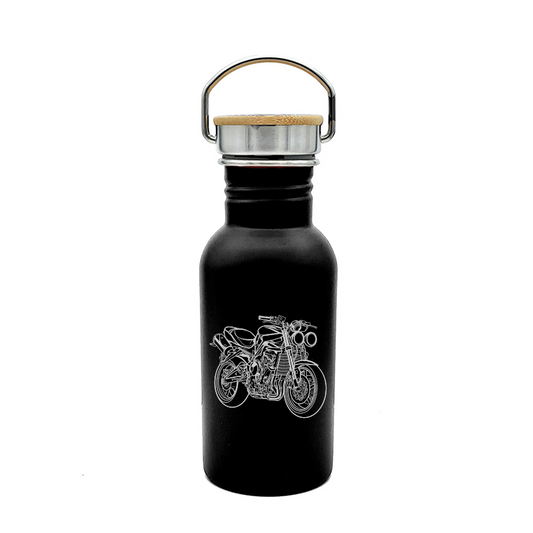 tri street triple motorcycle bottle digital engraving mockup / engraving preview