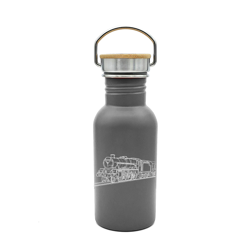 locomotive steam train bottle digital engraving mockup / engraving preview