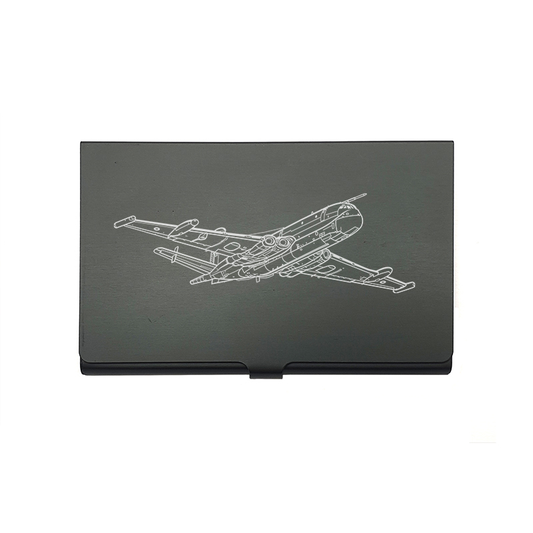 Mockup of our Hawker Siddeley Nimrod aircraft artwork on black card holder