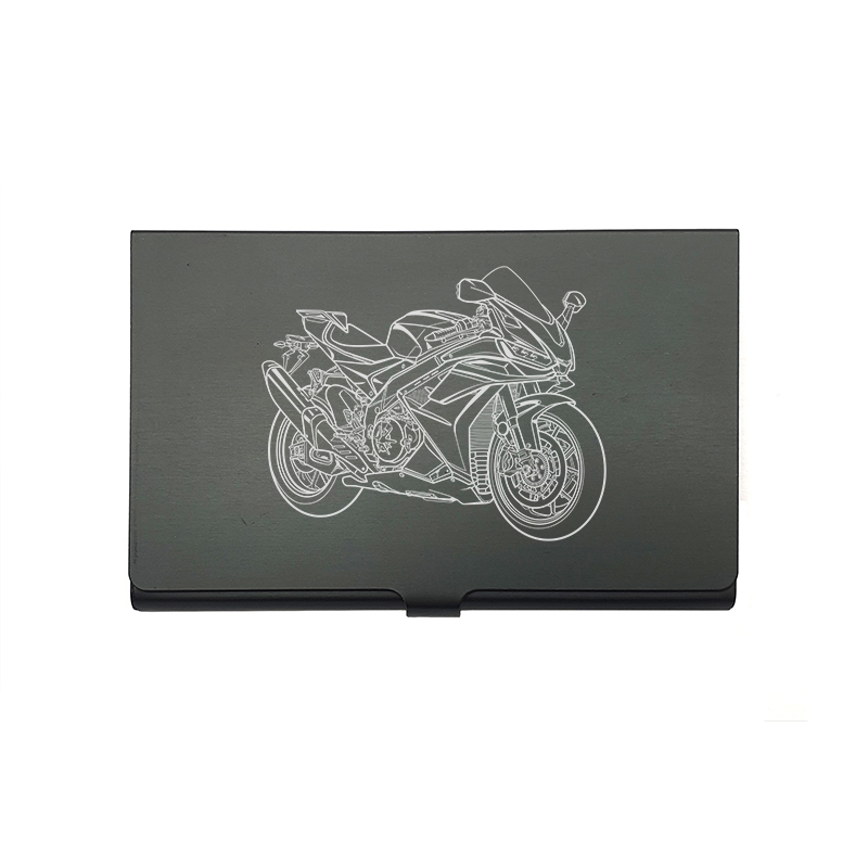 Apri rsv mille motorcycle card Holder digital engraving mockup / engraving preview