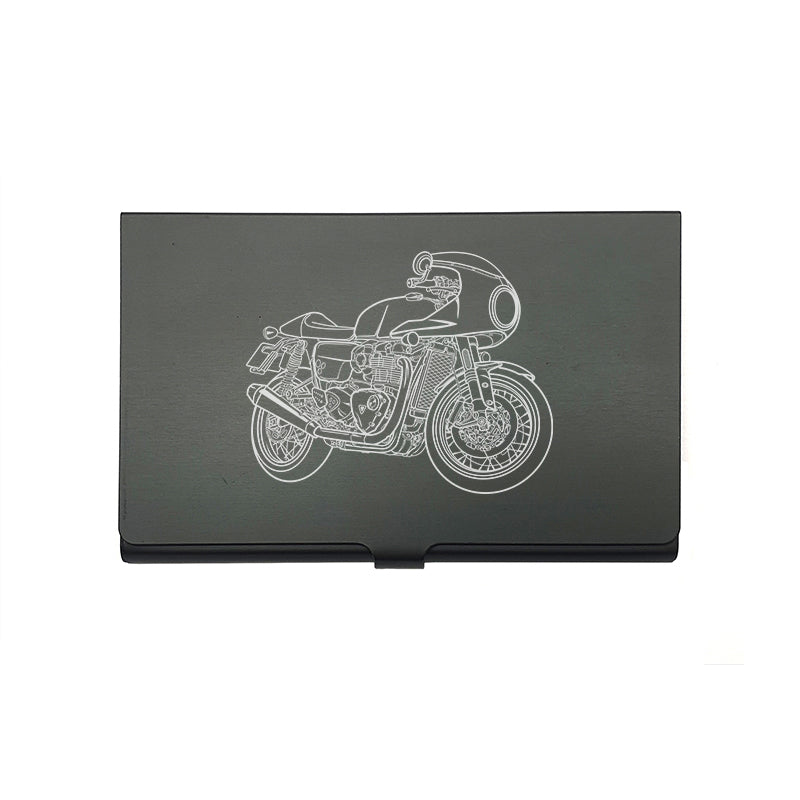 thruxton rs motorcycle card Holder digital engraving mockup / engraving preview