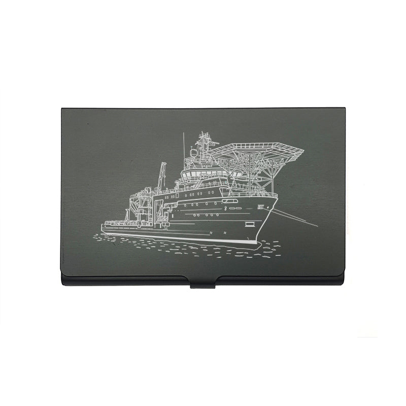 deep sea resear nautical card Holder digital engraving mockup / engraving preview