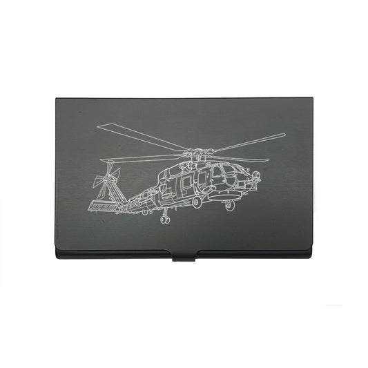 sh60 seahawk helicopter card Holder digital engraving mockup / engraving preview