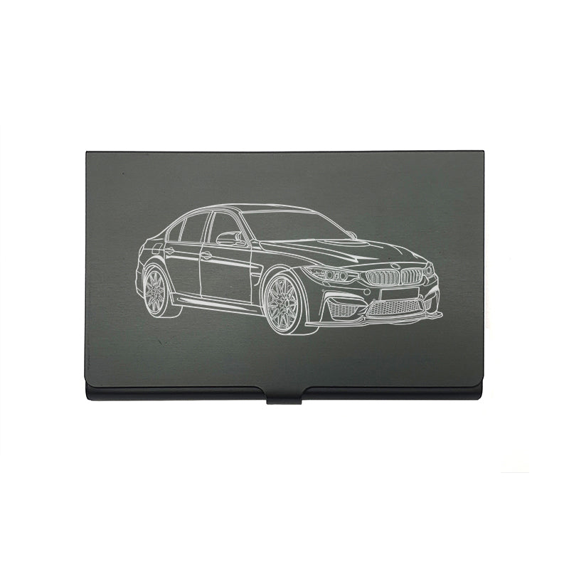 bm f80 m3 car card Holder digital engraving mockup / engraving preview