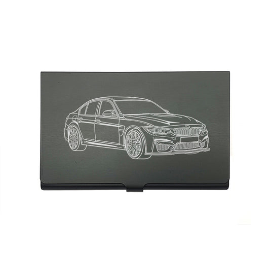 bm f80 m3 car card Holder digital engraving mockup / engraving preview