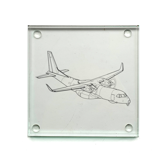 airbus c295 aircraft drinks coaster digital engraving mockup / engraving preview