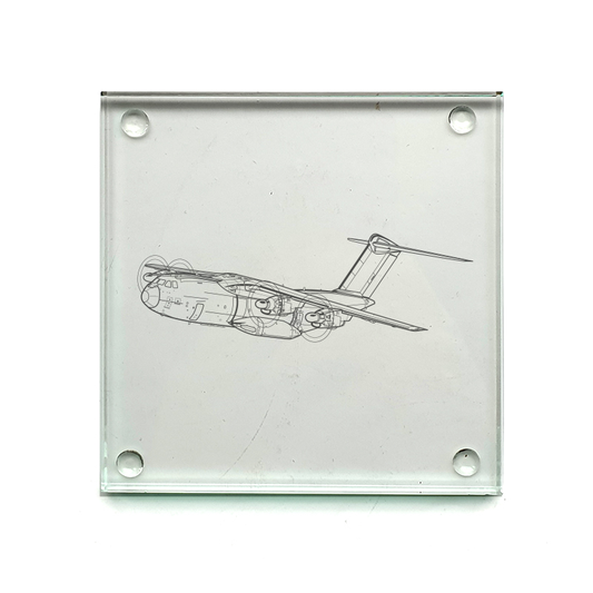 airbus m400a atlas aircraft drinks coaster digital engraving mockup / engraving preview
