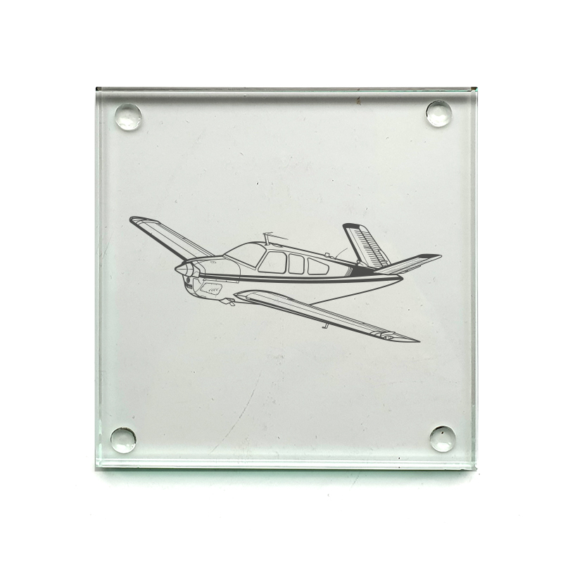 beechcraft bonanza aircraft drinks coaster digital engraving mockup / engraving preview