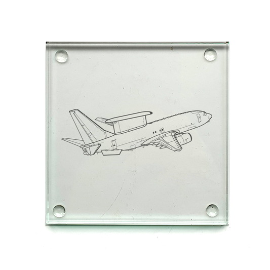boeing e7 wedgetail aircraft drinks coaster digital engraving mockup / engraving preview