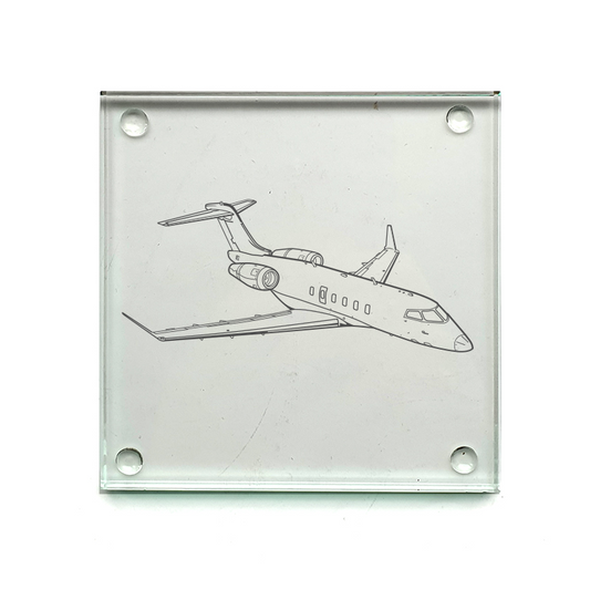 bombardier challenger 350 aircraft drinks coaster digital engraving mockup / engraving preview