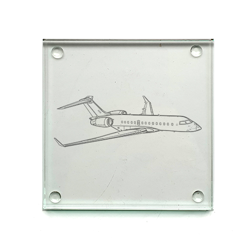 Bombardier Global Aircraft design on Square Glass Drinks Coaster