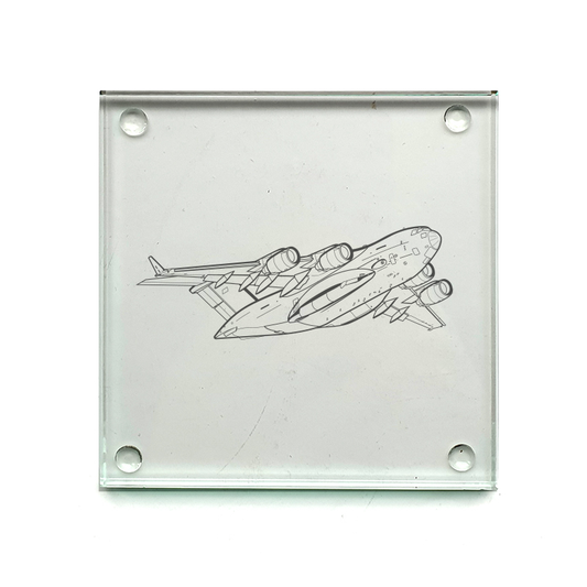 c17 globemaster aircraft drinks coaster digital engraving mockup / engraving preview